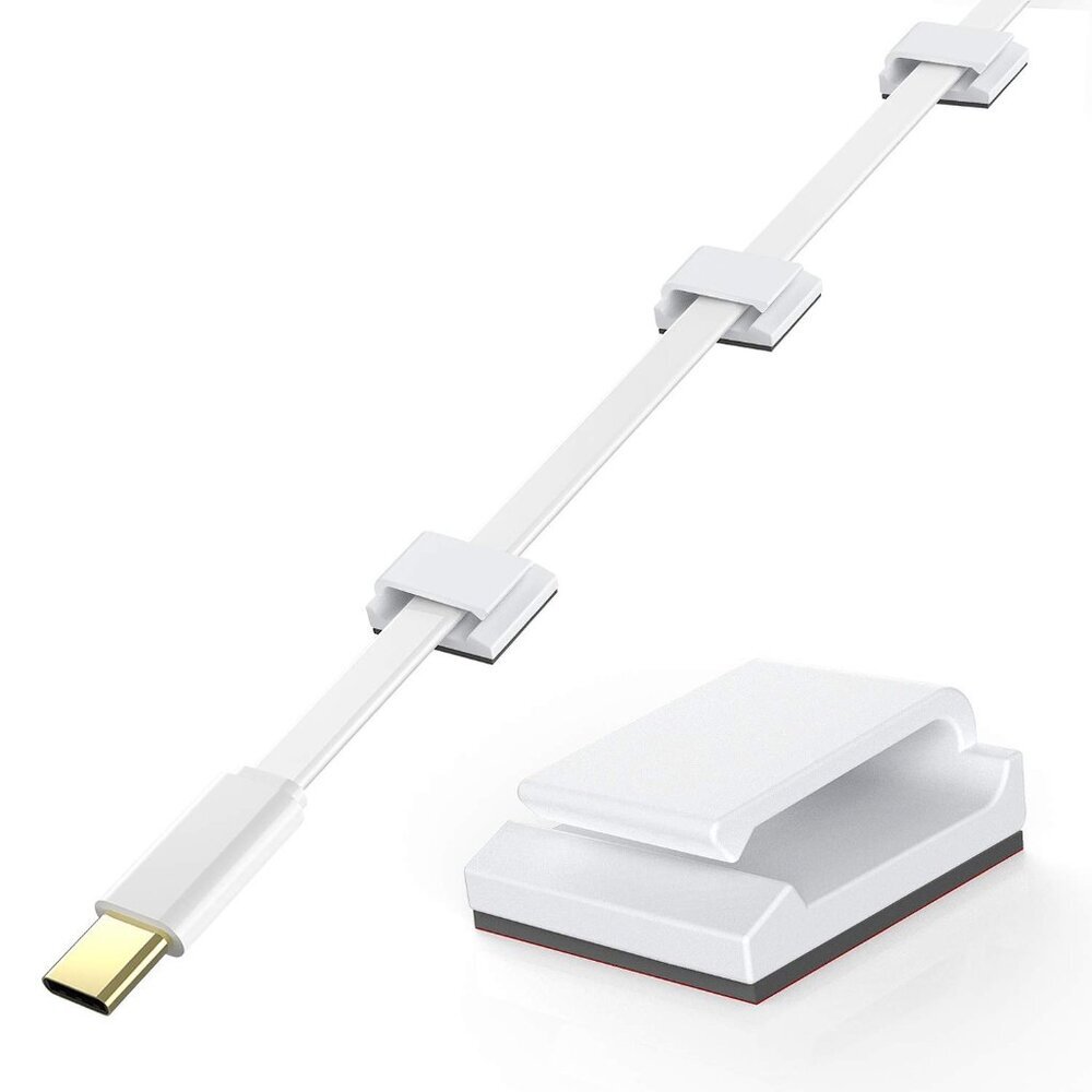Ethernet Cable Clips, 100 PCS Adhesive Wire Clips, Flat Cord Clips Small Cable H